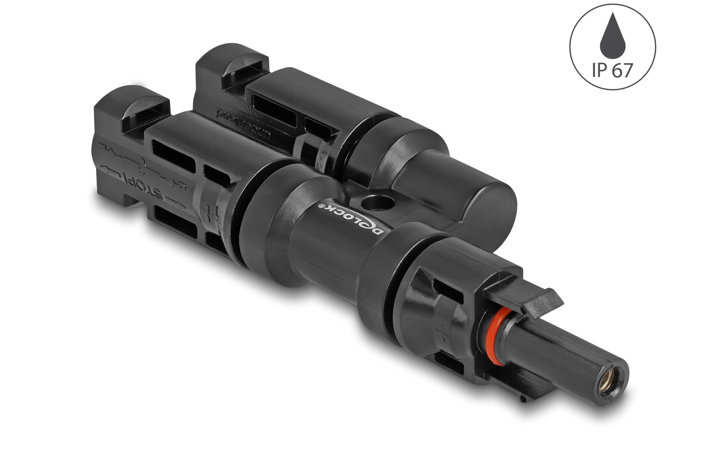 DL4 Solar Konnektor 1x Buchse zu 2x Stecker, IP67Delock DL4 Solar Konnektor 1 x Buchse zu 2 x Stecker