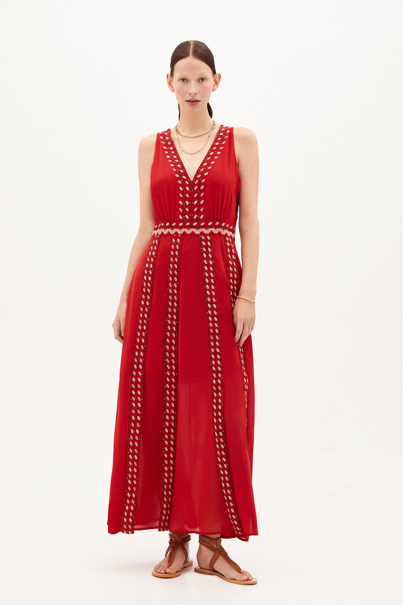 Nagore Vestido largo fluido - Rojo