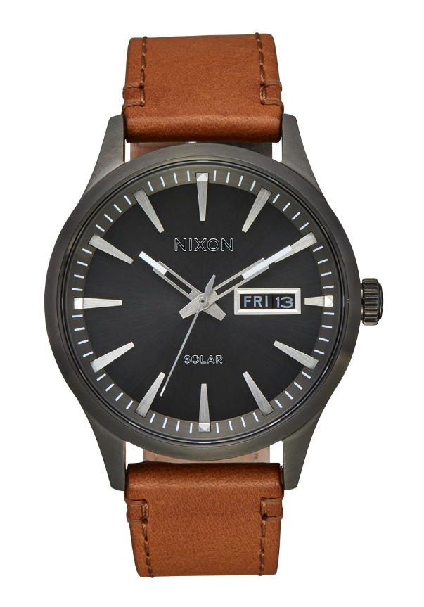 Nixon Sentry Solar Leather Gunmetal A1347-131