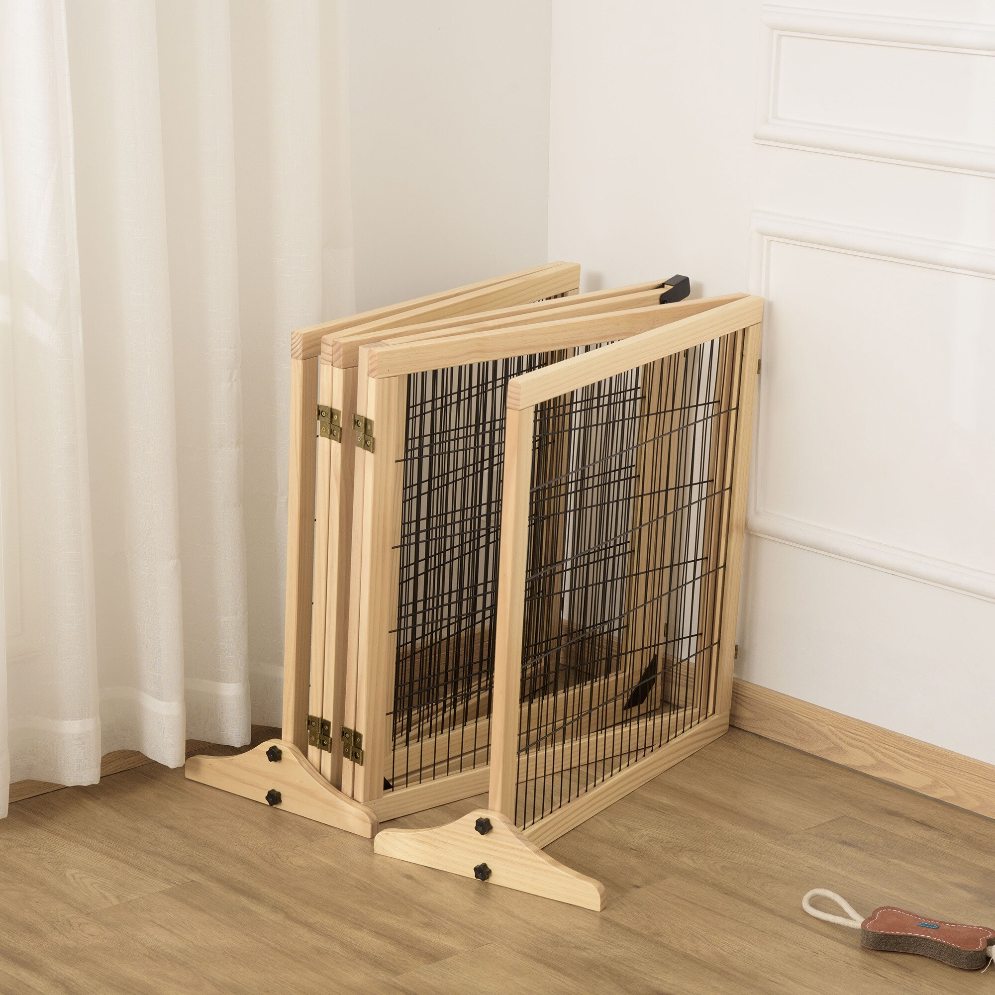 PawHut Türschutzgitter mit sechs separaten Paneelen schwarz 432L x 36B x 70H cm