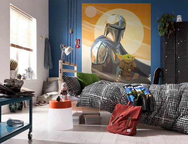 Komar Fototapete »Digitaldruck Vlies -  The Mandalorian Hunt for Grogu« bedruckt glatt Wohnzimmer, Schlafzimmer