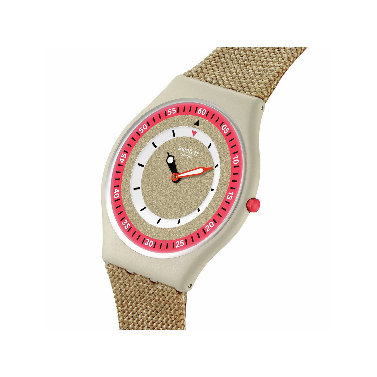 Montre SWATCH Skin classic bioceramic Coral dunes homme bracelet textile beige