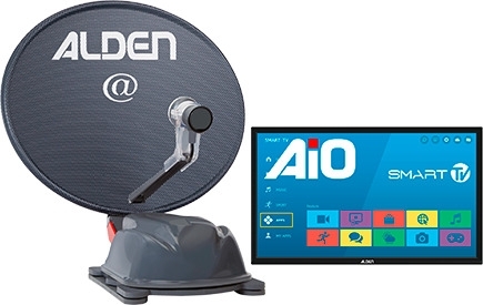 Alden Onelight@ 60 HD EVO vollautomatische Satellitenanlage Platinium inklusive LTE Antenne und A.I.O. Smart TV mit integrierter Antennensteuerung  24 Zoll
