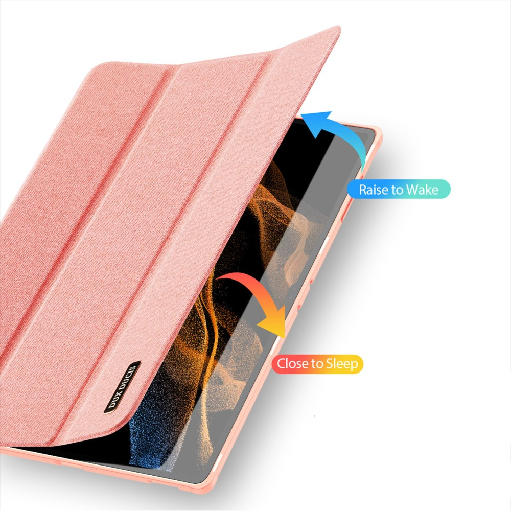 Samsung Galaxy Tab S9 Ultra Tasche Smart Cover Hülle Stoff Design mit S-Pen Halterung - Rosa