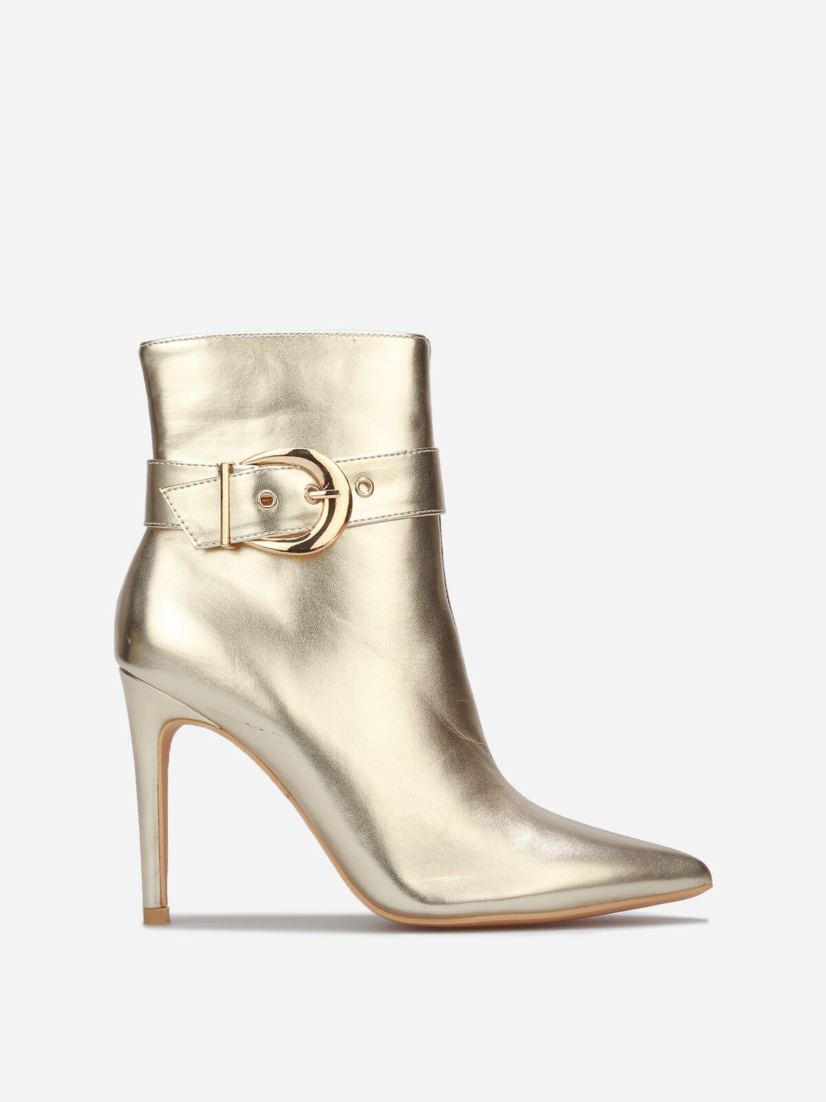 Bottines à bout pointu et boucle- Doré