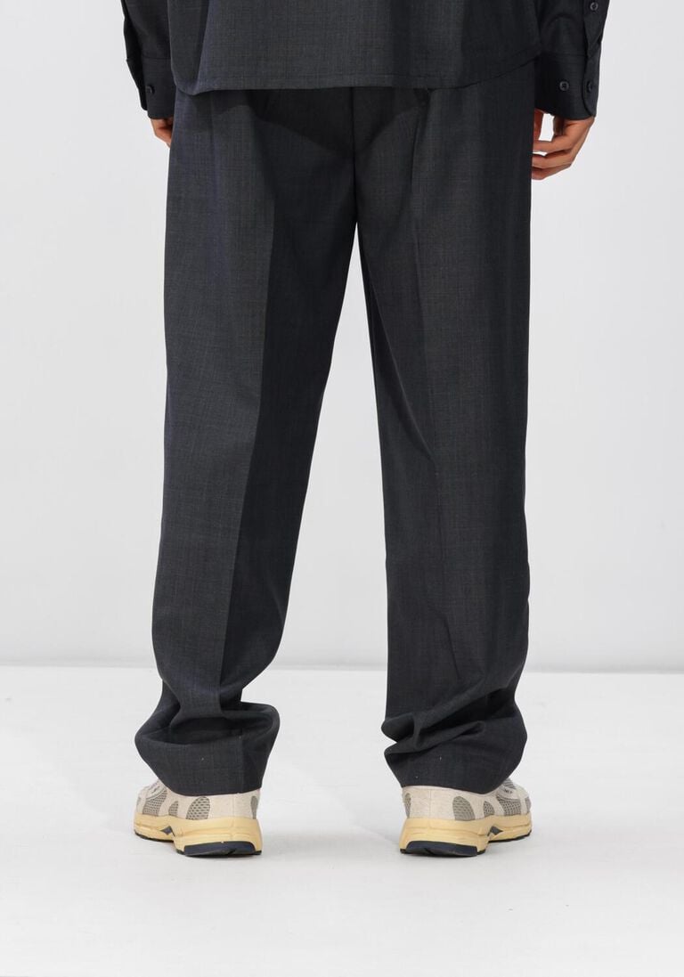 donkergrijze olaf hussein chino regular wool blend pleated pant