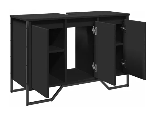 Armoire lavabo de salle de bain noir 91x35x60 cm
