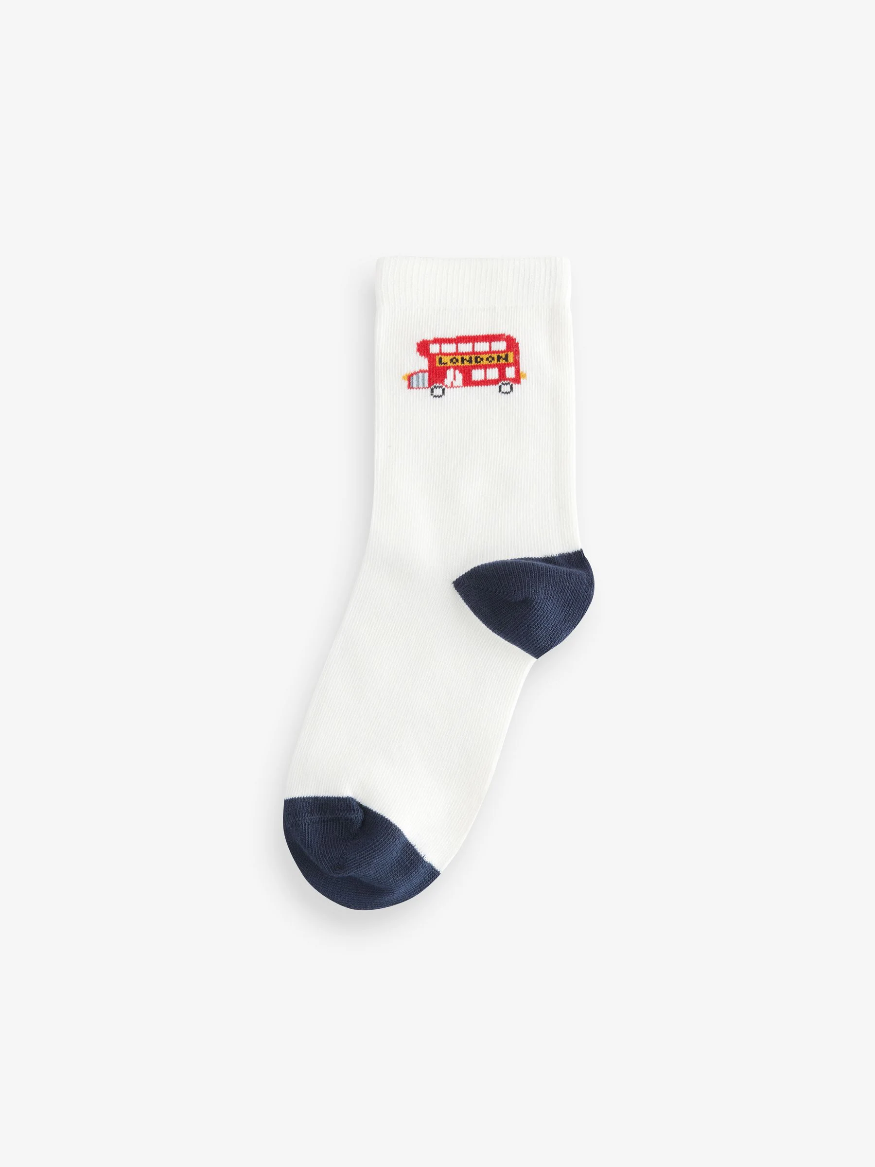 Blauw/rood Londense bus - Verpakking van 5 paar sokken met rijke print