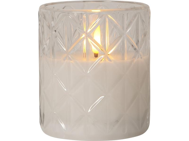 Star Trading LED-Kerze Flamme Romb, Ø 8.5 x 10 cm, Transpar Künstliche Kerze mit beweglicher Flamme