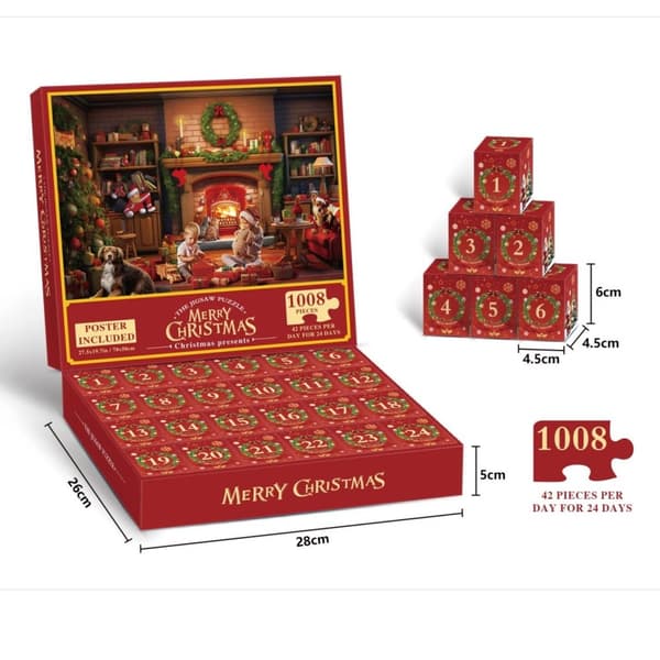 Adventskalender - Pussel 1008 Bitar - Julkalender 2024