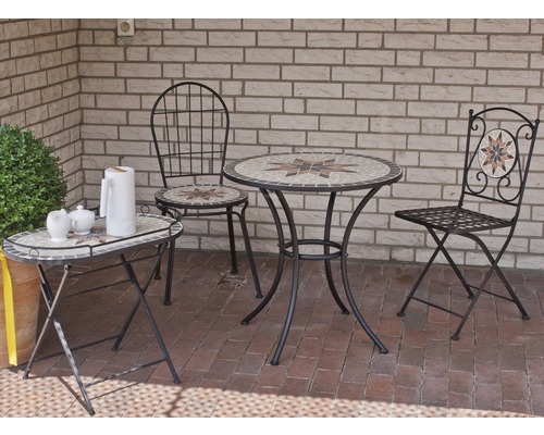 Siena Garden Stella metalen bloemenplank, 34 x 34 x 140 cm, grijs mozaïek