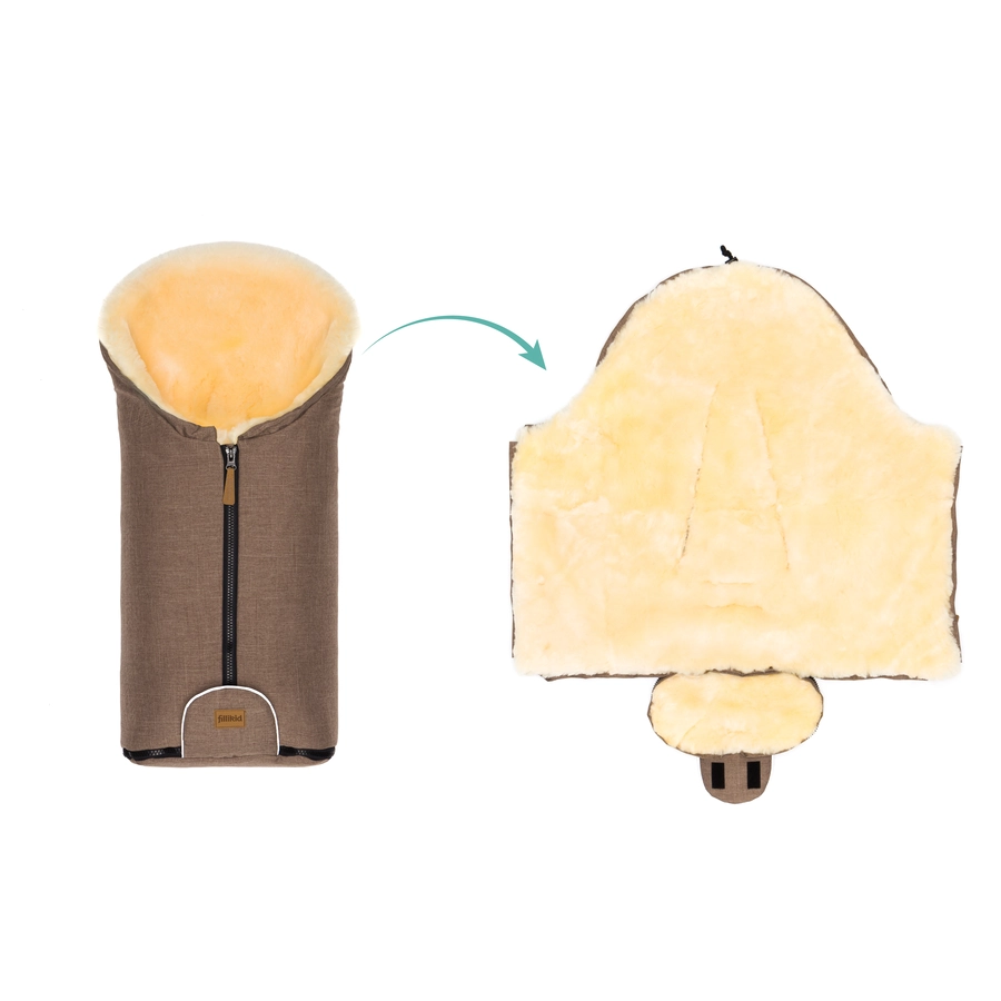 fillikid Winterfußsack Pamir Gr. 0 Echtfell braun melange
