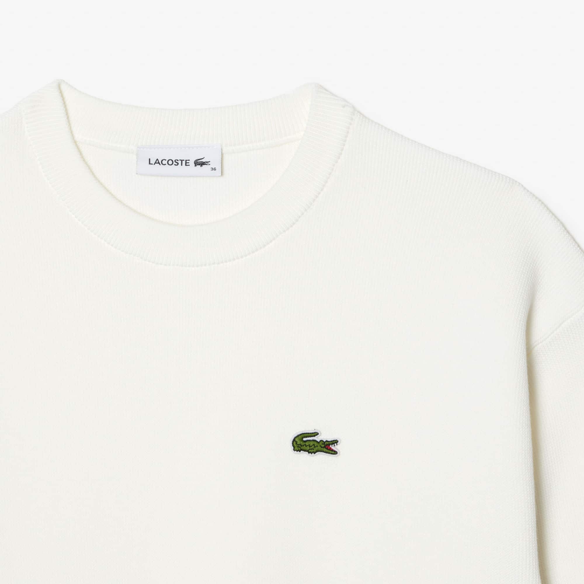 Pull col rond femme Lacoste en coton biologique Pullovers - Blanc - Lacoste - Femme