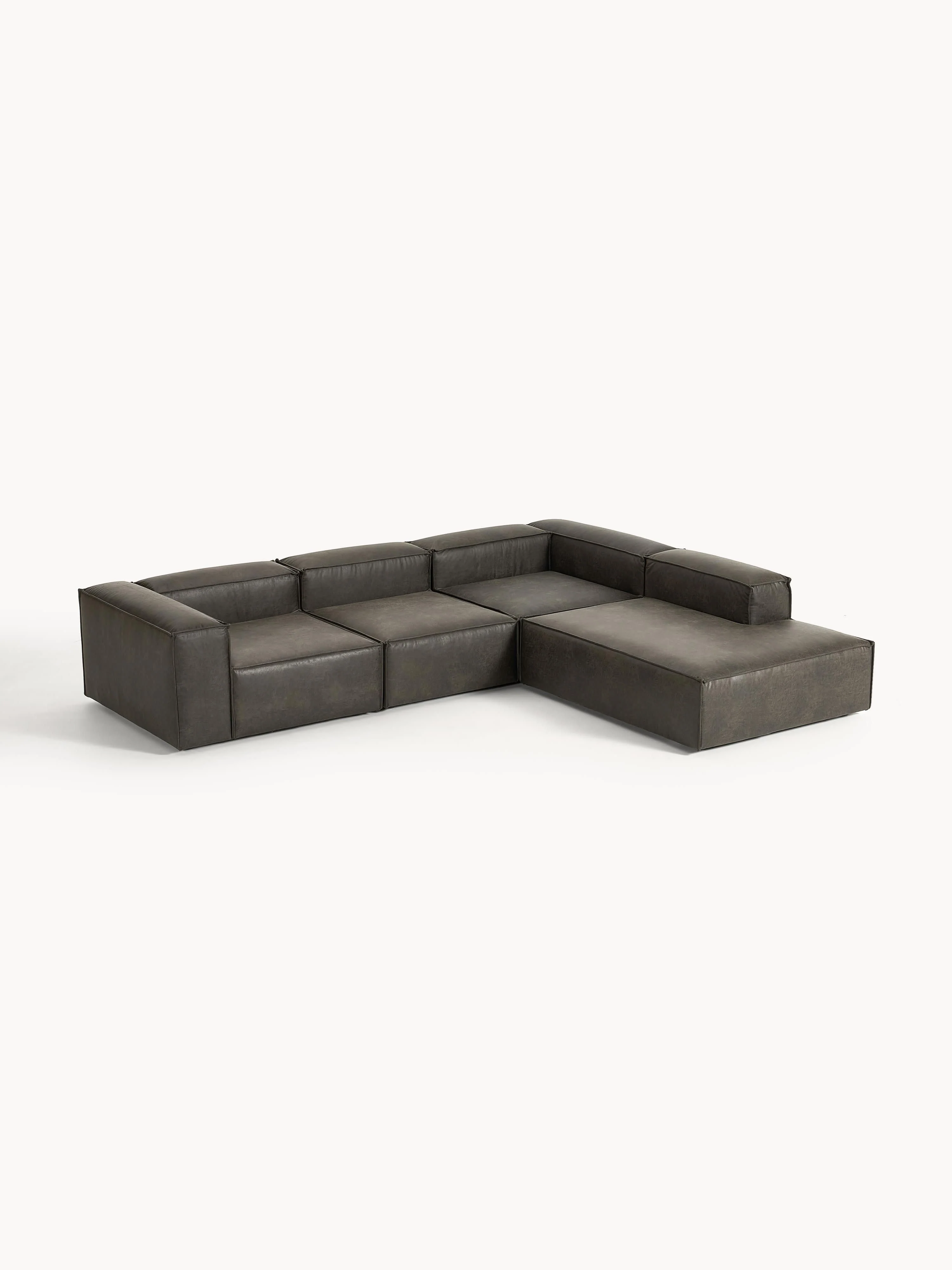 XL modulaire hoekbank Lennon van gerecycled leer (4-zits)