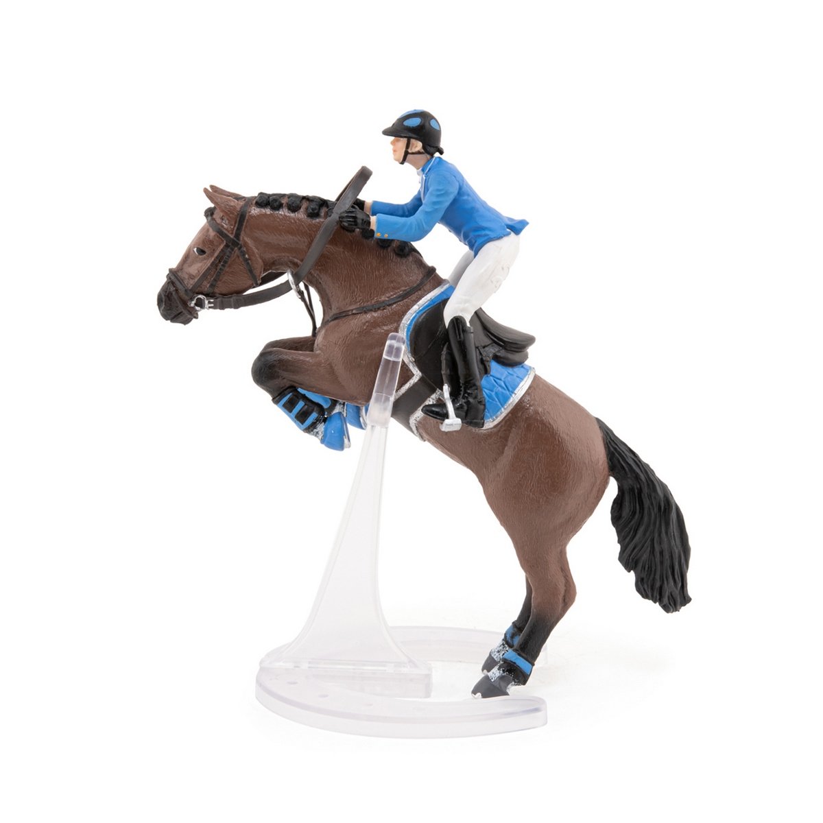 Figurine Cheval de saut d'obstacle et sa cavalière PAPO