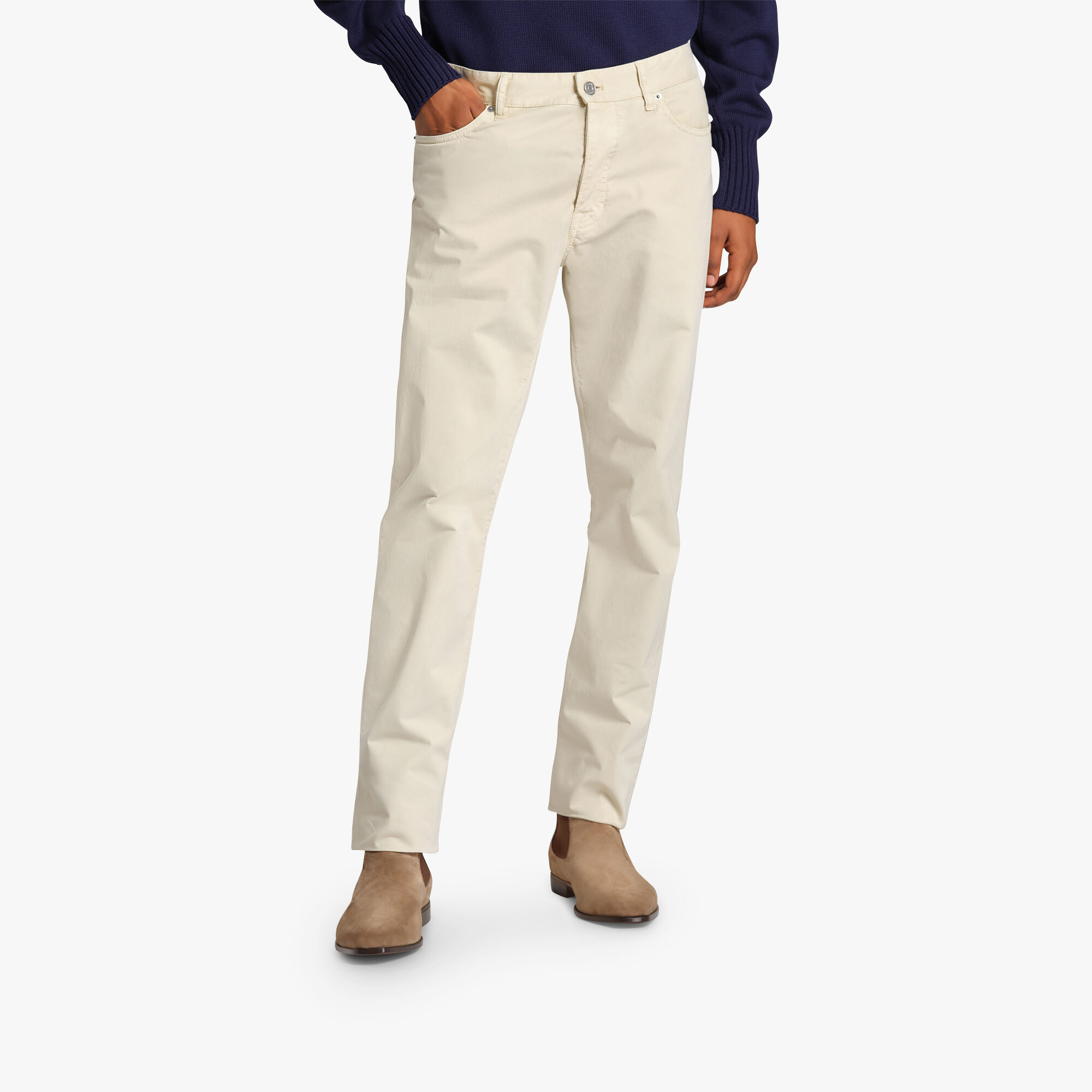 Pantalon En Denim Teint En Pièce