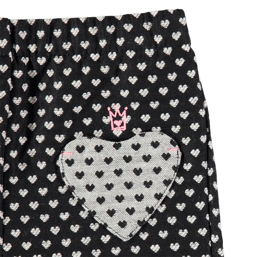 Short à coeurs en jacquard et poches - Noir