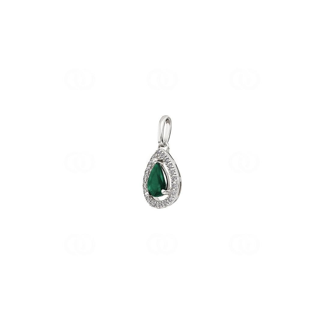 Anhänger 750/18 K Weissgold mit Smaragden 0.40ct. und Diamanten 0.08ct.