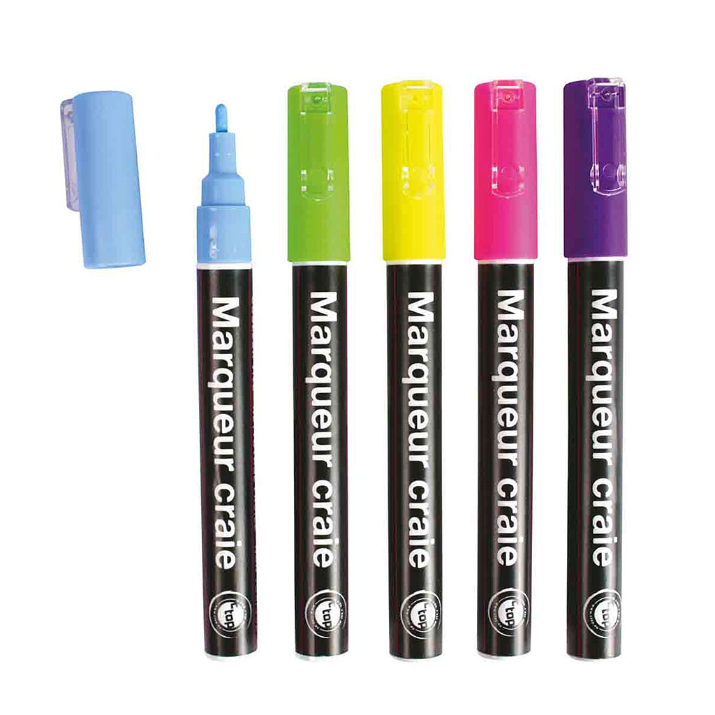 Lot de 5 marqueurs craies couleurs