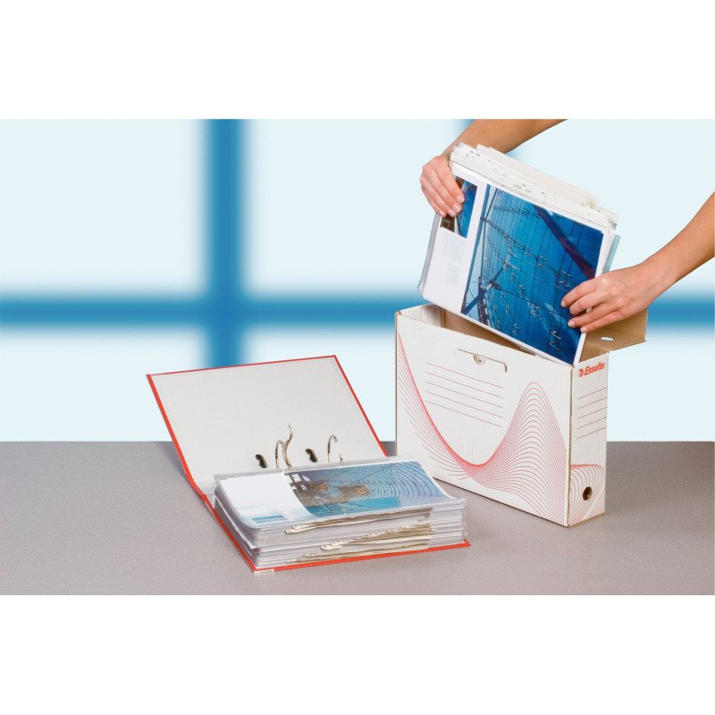 Boîte archives carton Esselte Boxy - Dos 10 cm - Haute résistance - Blanche
