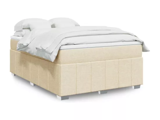 Sommier à lattes de lit avec matelas Crème 160x200 cm Tissu