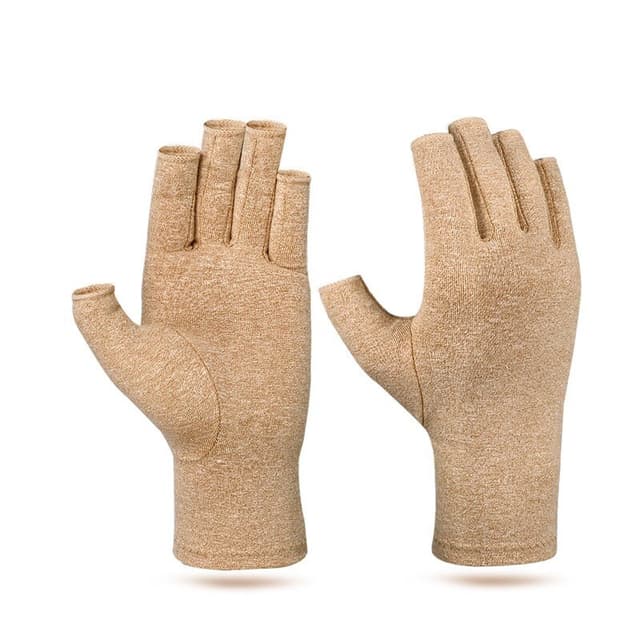 1 par halvfinger trykaflastningshandsker Beige