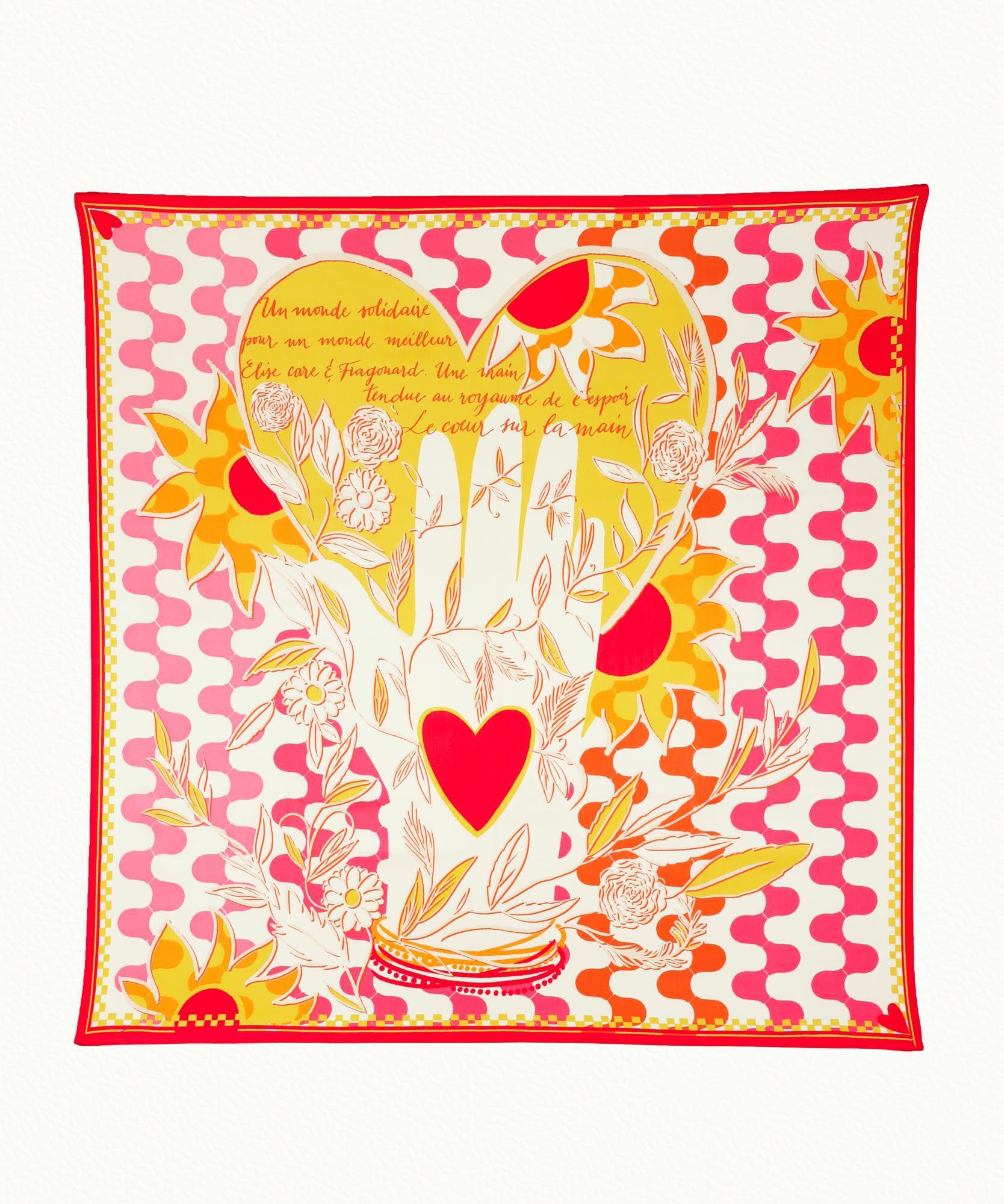 Carré Le Cœur sur la Main  100 x 100cm - Beige