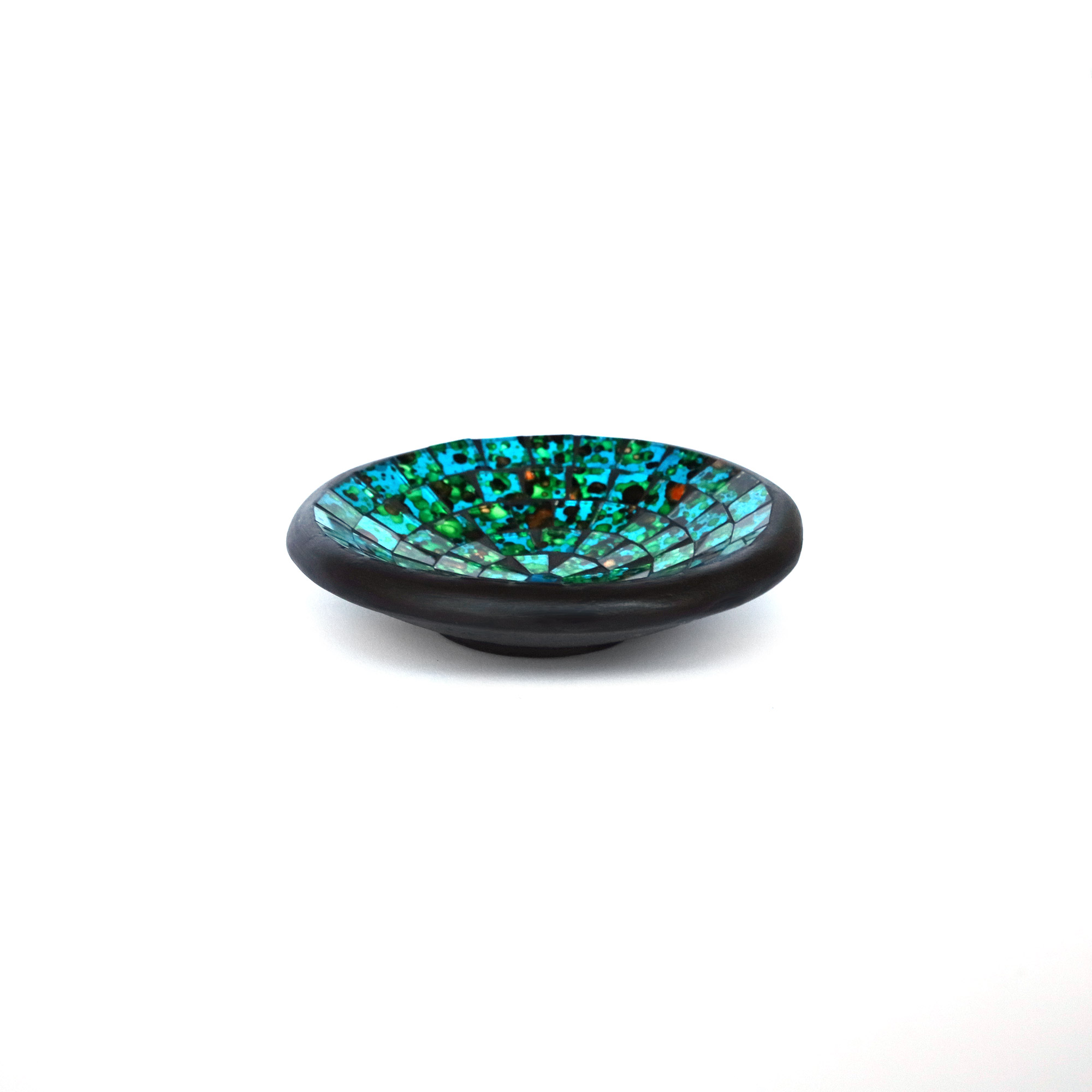 Mosaikteller 'Bali Rain', blau-grün, Ø 12 cm, H 2,5 cm von fischer's lagerhaus