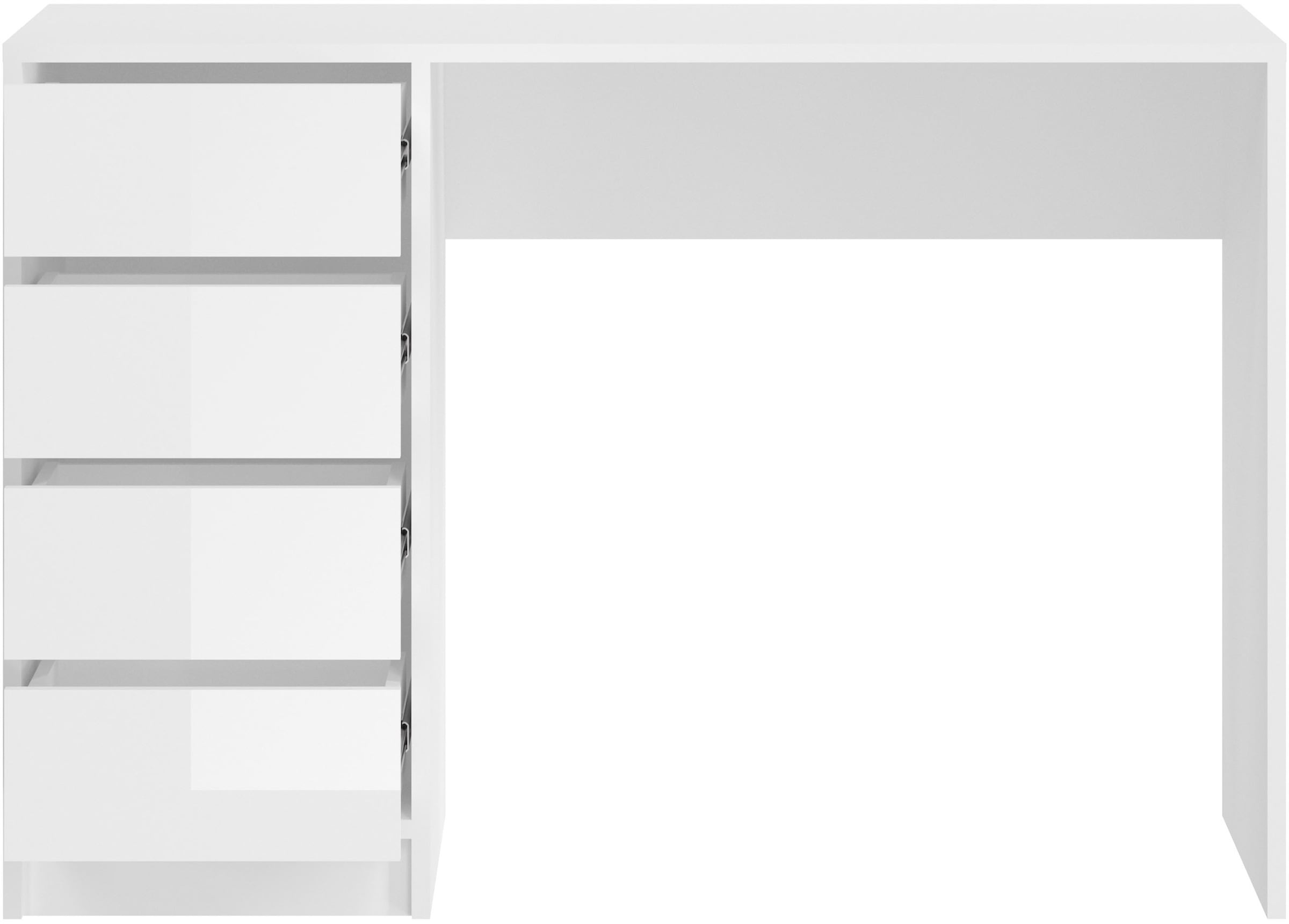 INOSIGN Schreibtisch »Pisa, Breite 110 cm, 4 Schubkästen, hochglanz Schubkastenfront« grifflose Optik, individuell einsetzbar, Schminktisch, Homeoffice