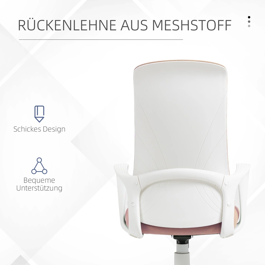 Vinsetto Bürostuhl mit Wippfunktion und geschwungener Rückenlehne rosa