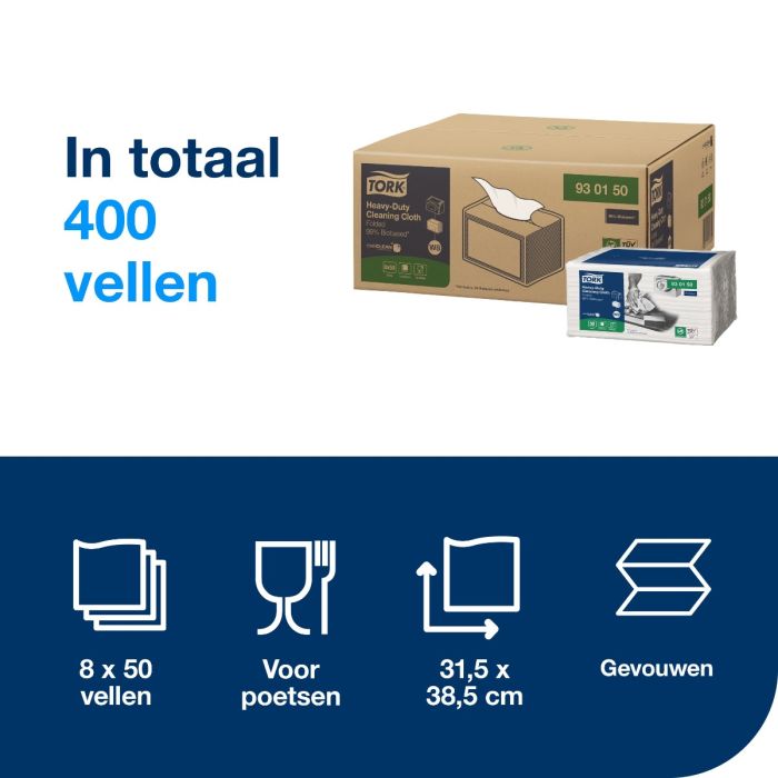 400st Tork 930150 Heavy Duty Cleaning Cloth 99% Biobased 400 stuks (930150)