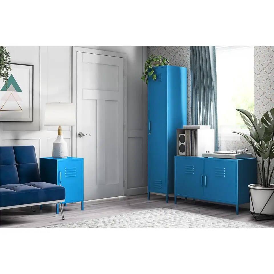 Cache - Wandkast met 2 blauwe metalen deuren