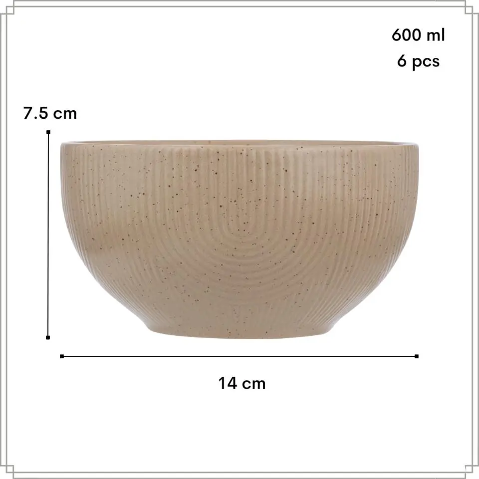 OTIX Soepkommen Zonder Oor Set van 6 Schaaltjes 600ml Caramel Aardewerk TEAK
