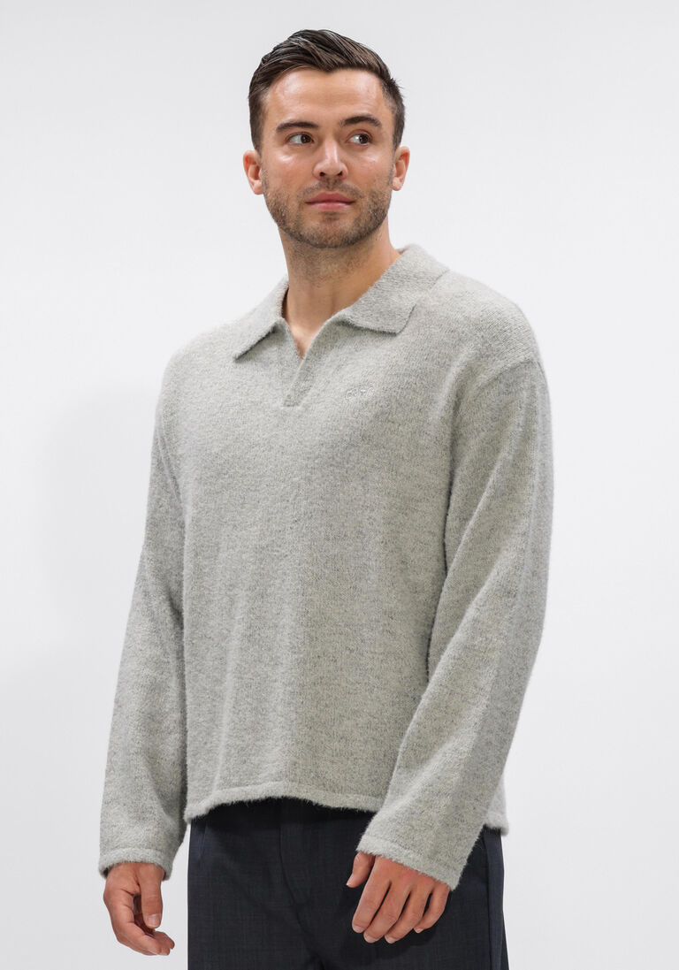 grijze olaf hussein polo signature knitted polo