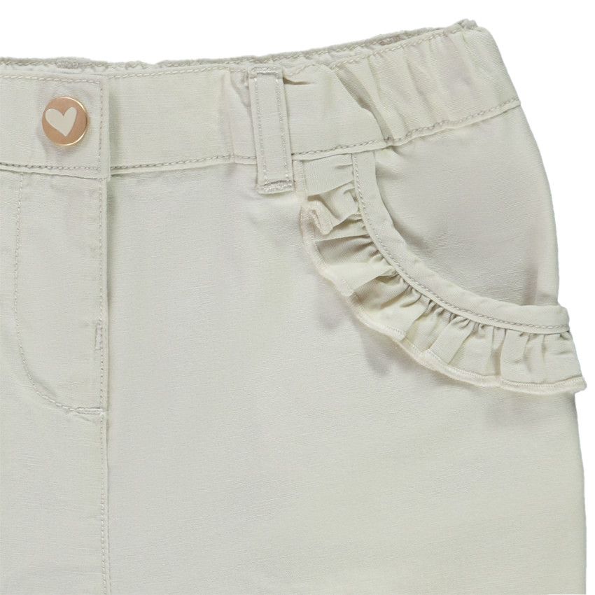 Short à poches volantées pour bébé fille - Ecru