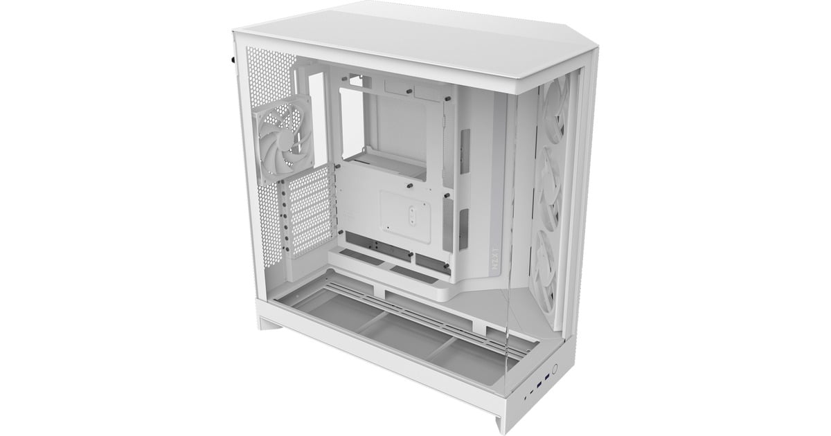 NZXTH9 Flow RGB midi tower behuizing  (Wit (mat) | 2x USB-A | 1x USB-C | RGB | Tempered Glass)