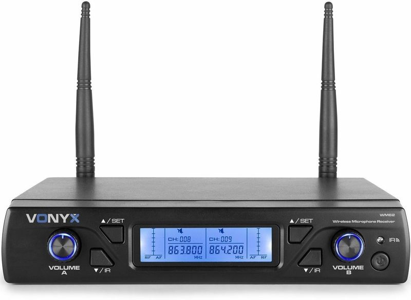 Draadloze microfoon - Vonyx WM62 draadloze microfoons - 16 kanaals - UHF - 2x handmicrofoon