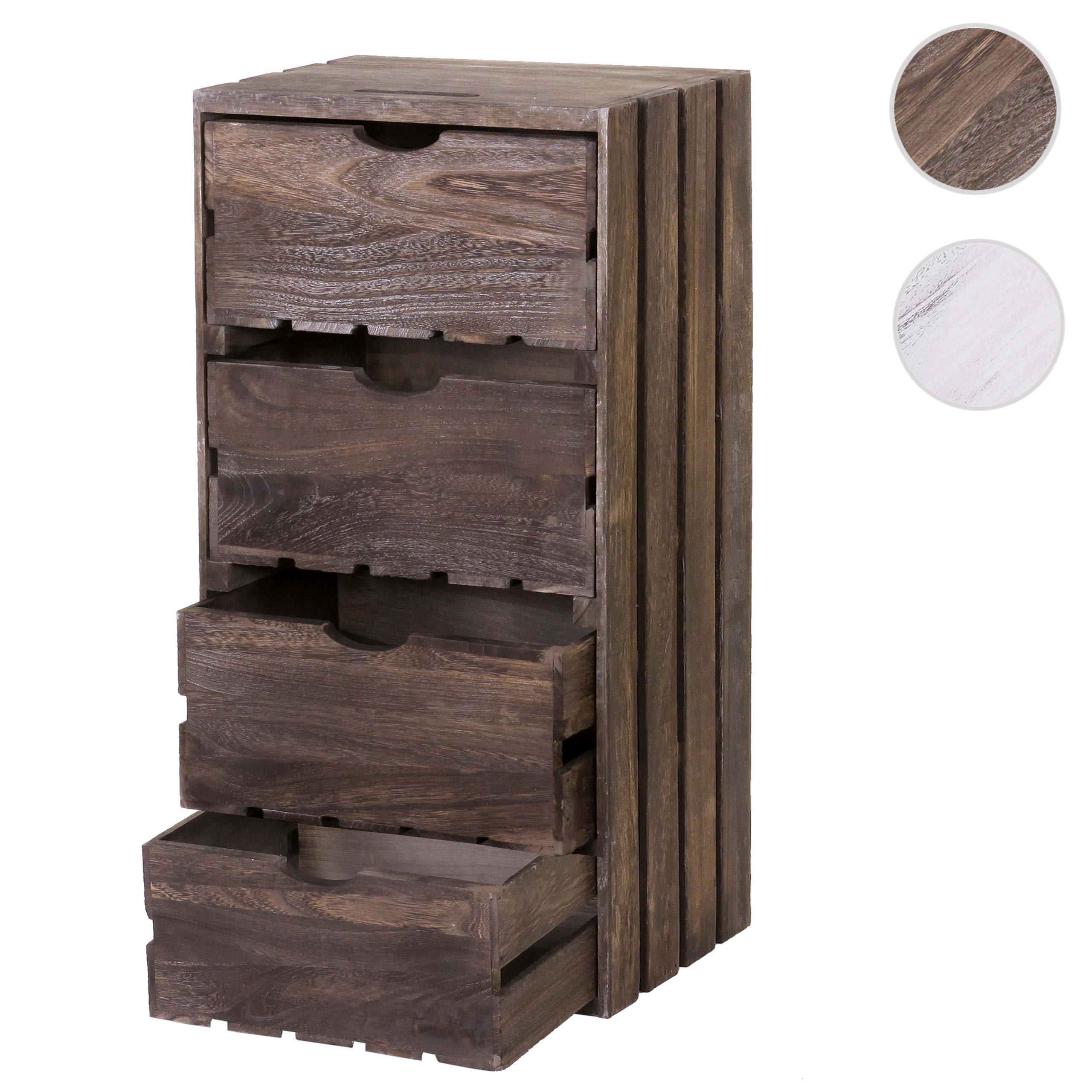 Kommode MCW-C62, Schubladenkommode Holzkiste, Shabby-Look Vintage, 4 Schubladen 70x32x26cm ~ braun