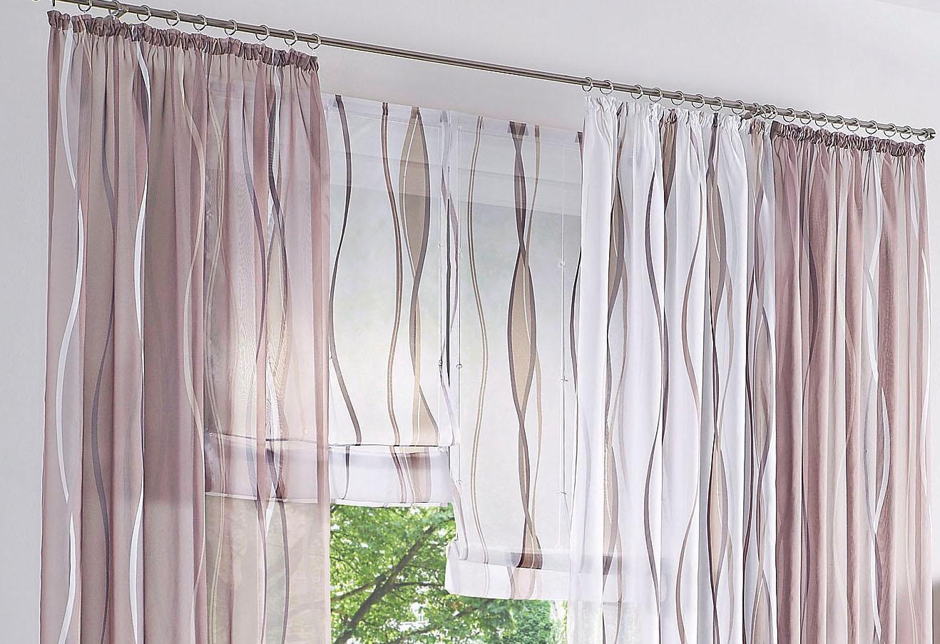my home Raffrollo »Dimona« mit Klettschiene Transparent, Voile, Polyester, Wellen