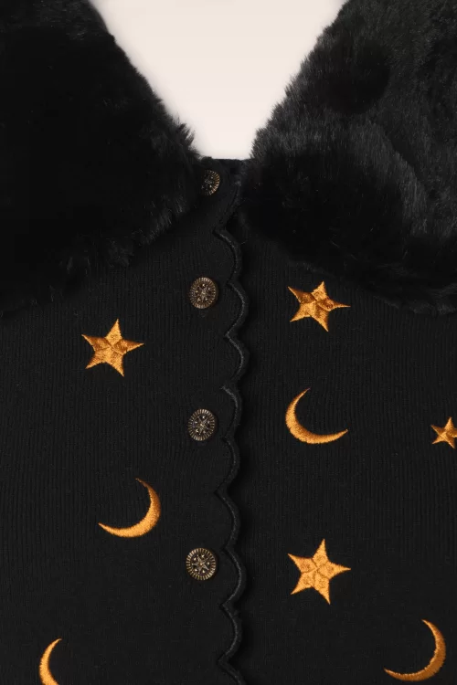 Banned Retro Half Moon cardigan in zwart en goud