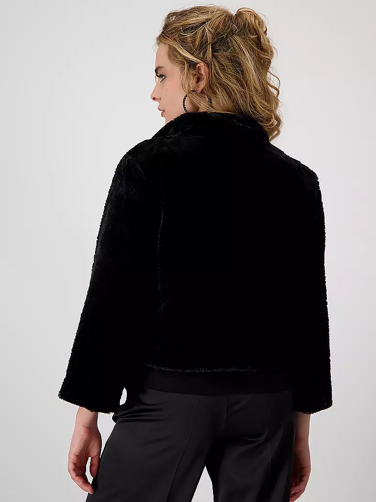 MONARI Jacke in Felloptik schwarz