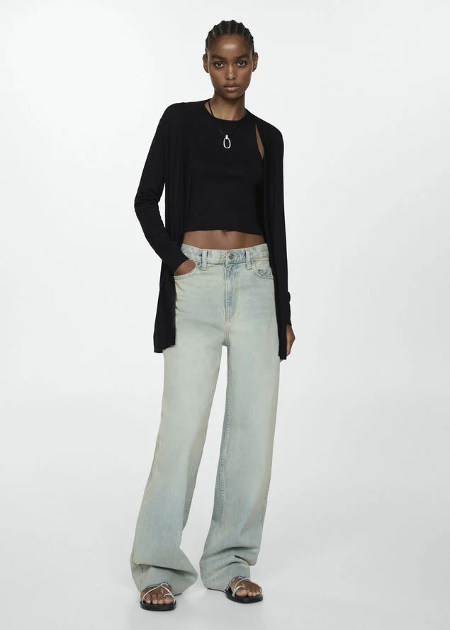 MANGO Fine-knit cardigan Black