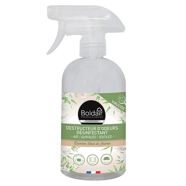 Destructeur d'odeurs désinfectant Boldair bambou jasmin 500 ml