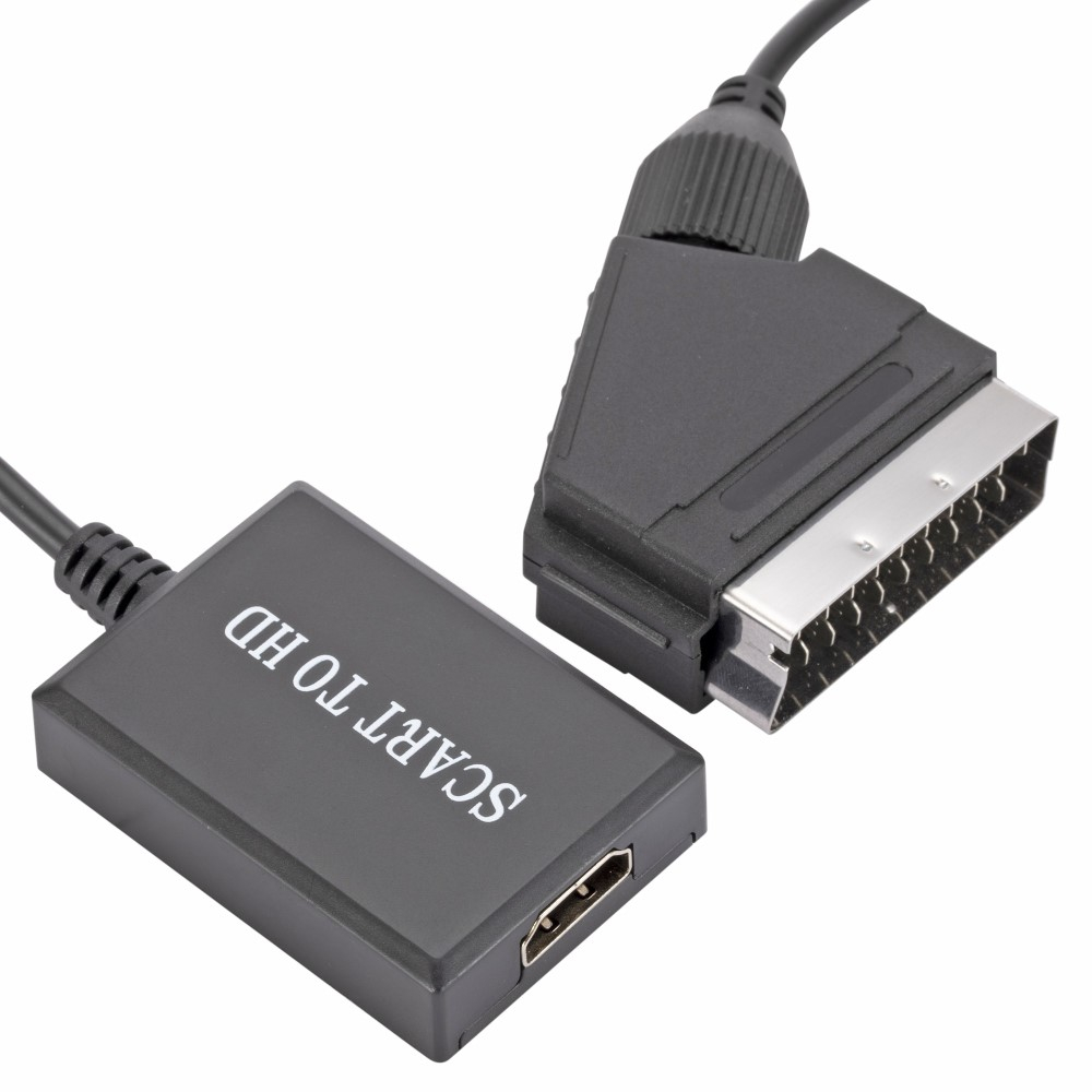 (70cm) Scart auf HDMI 1080p FullHD Konverter Adapter Kabel für TV / PC / DVD - Schwarz