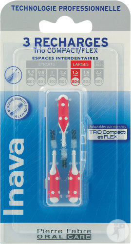 Inava Recharges Brossettes Interdentaires Rouge ISO 4 1,5mm 4 Pièces