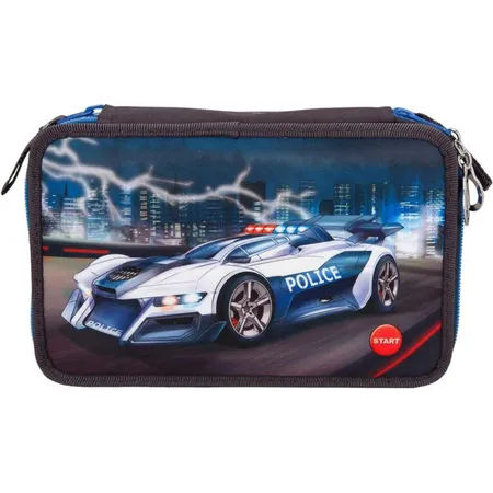 Depesche Monster Cars Federtasche Tripledecker Polizei mit LED, gefüllt