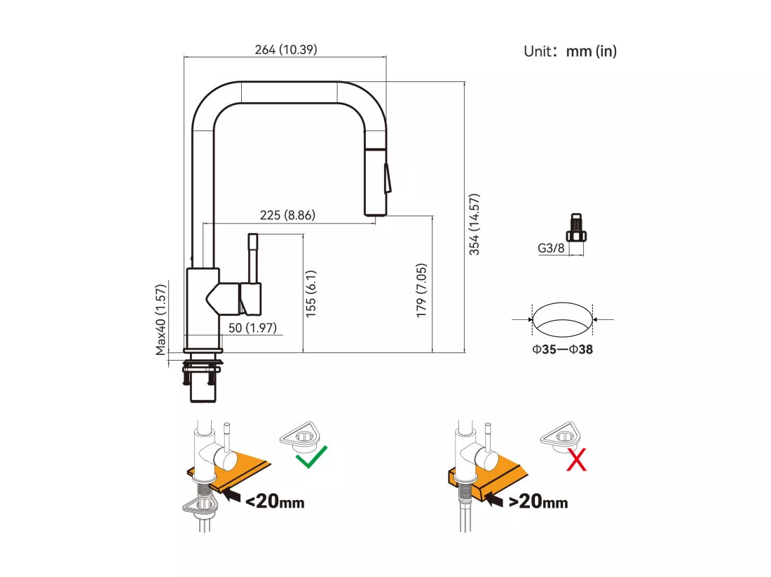 Cecipa max Robinet Douchette Brossé Mitigeur de Cuisine avec Douchette Extractible Mitigeur Évier avec 2 Modes de Sortie D'eau,EU Modèle