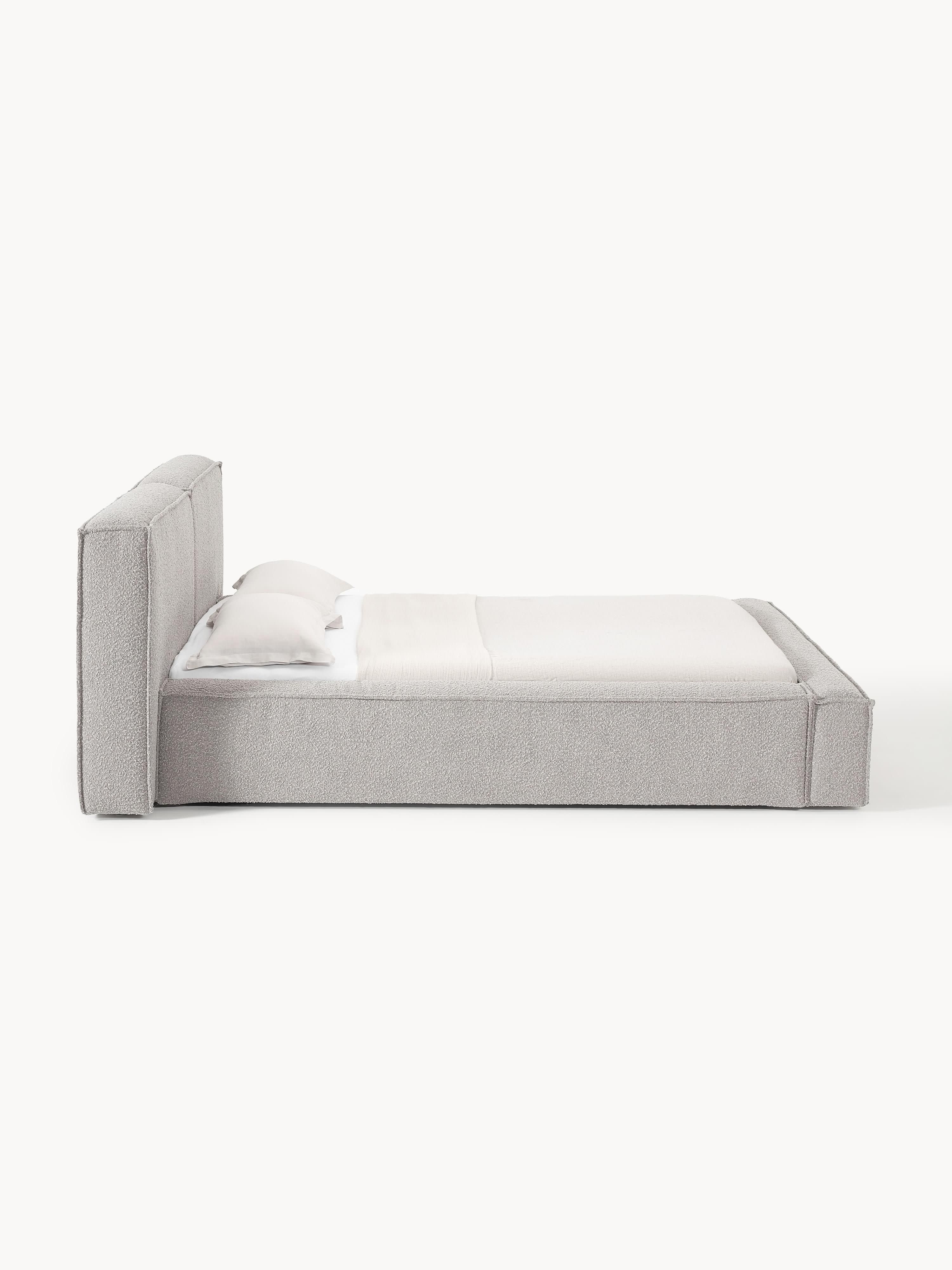 Bouclé gestoffeerd bed Lennon met opbergruimte