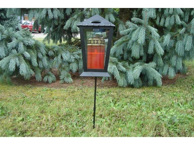Dameco Grablaterne mit Erdspiess 14 x 25 cm, Schwarz Grablicht aus Metall