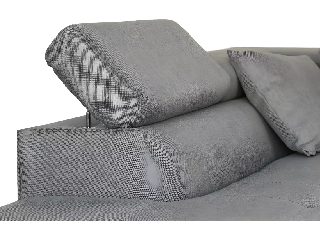 Canapé d'angle gauche 5 places Rio Convertible avec coffre en tissu - Gris clair - L271 x P192 x H70cm - Loungitude